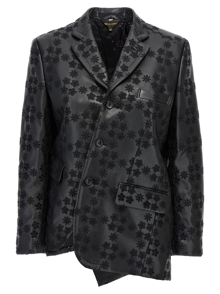 Embroidery Single-Breasted Blazer Blazer And Suits Black