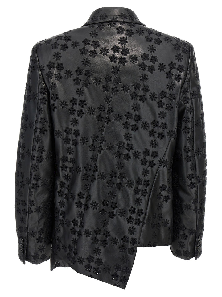 Embroidery Single-Breasted Blazer Blazer And Suits Black