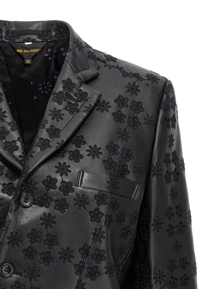 Embroidery Single-Breasted Blazer Blazer And Suits Black