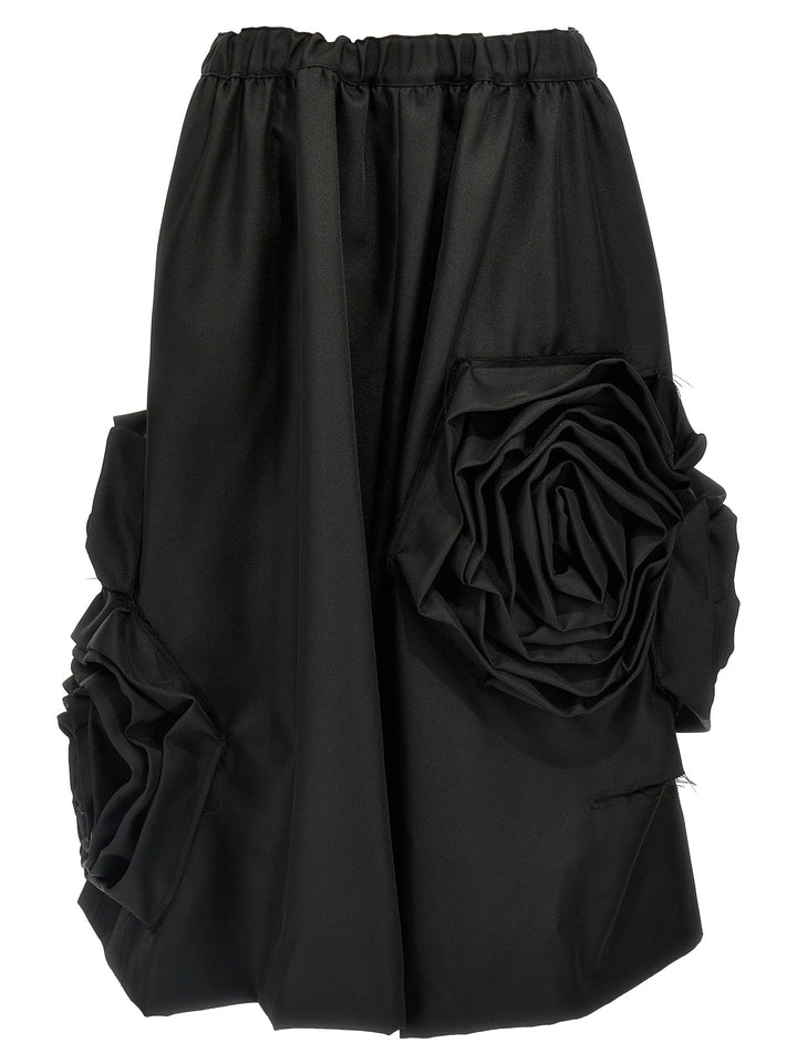 Floral Decoration Skirt Skirts Black