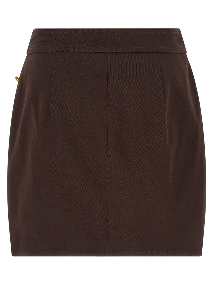 Elisabetta Franchi Jewel Button Skirt Skirts - Brown | a240d0a3214df5ac4c3ff767962535395cc2c41b