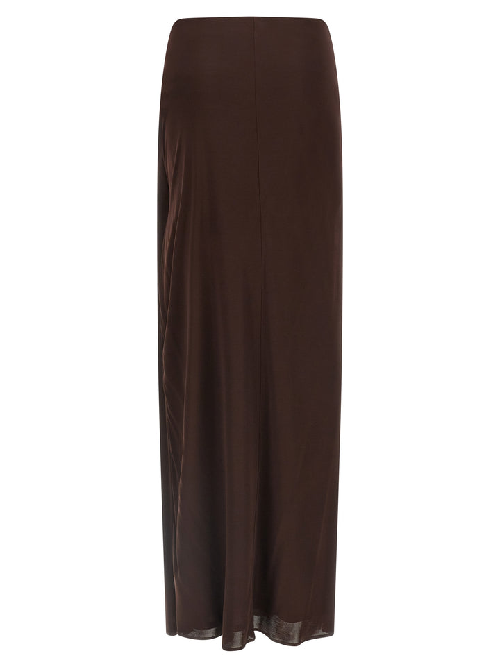 Elisabetta Franchi Shiny Viscose Skirt Skirts - Brown | c4b5dbfa04f02bd869df1fc4ba90e9bf40d89e42