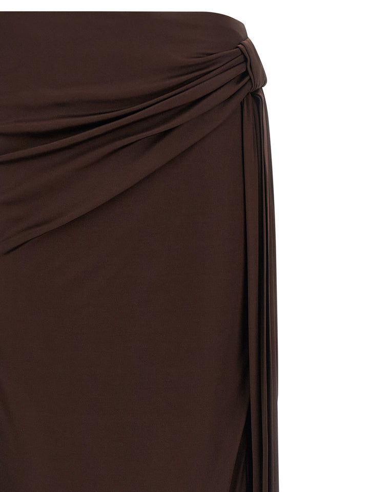 Elisabetta Franchi Shiny Viscose Skirt Skirts - Brown | de2811ae34caf0bd66394d0441c2ddea0d1734e9