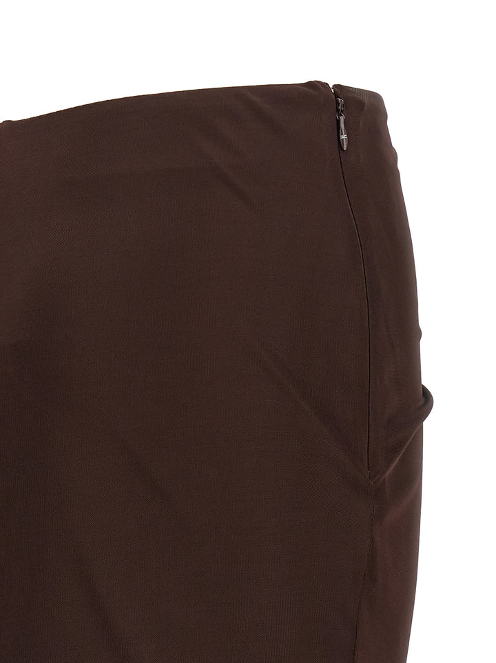 Elisabetta Franchi Shiny Viscose Skirt Skirts - Brown | 201a041f8bf6175b4200379257985f6cc7d9a238