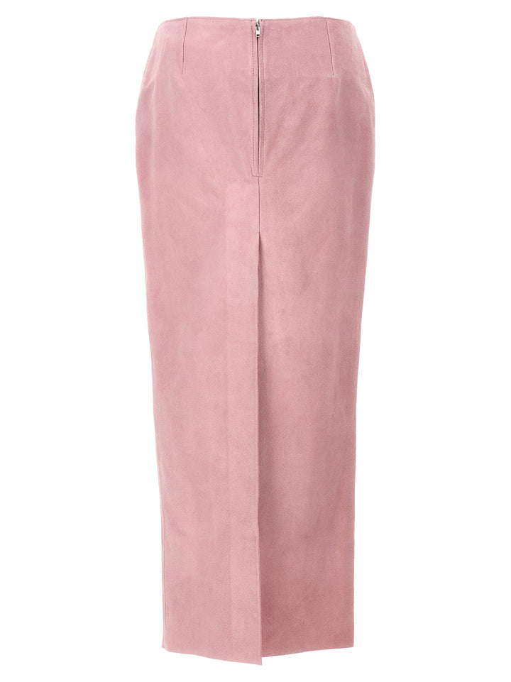 Long Suede Skirt Skirts Pink