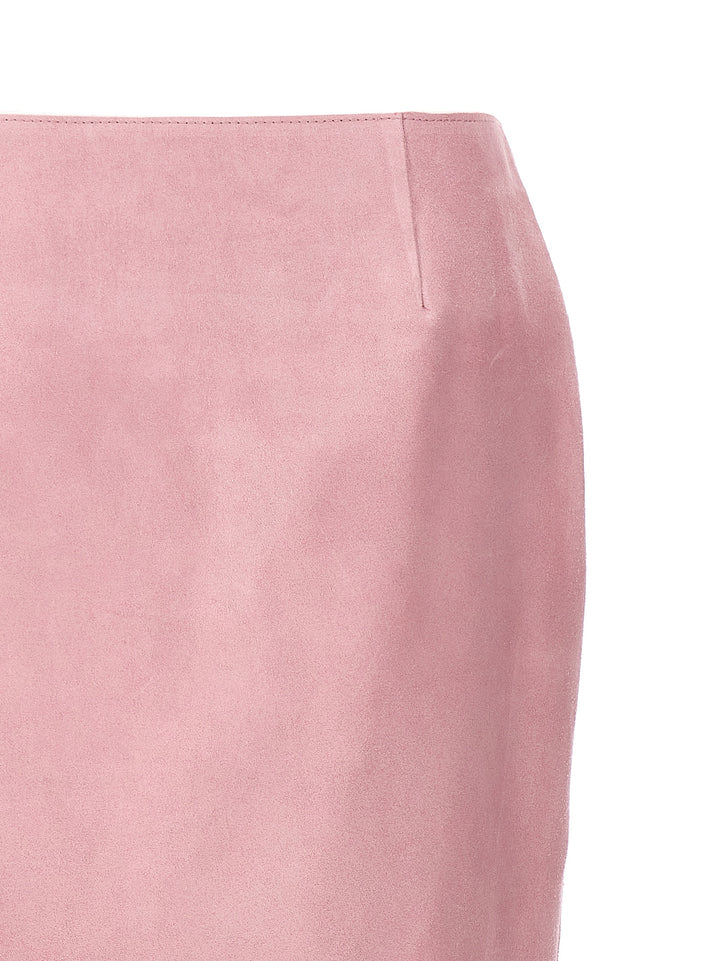 Long Suede Skirt Skirts Pink