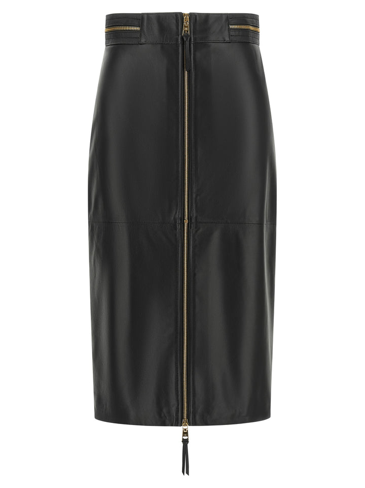 Elisabetta Franchi Leather Skirt Skirts - Black | 423d16e199b930c9d0aa75e4f182be0ac8db1a31
