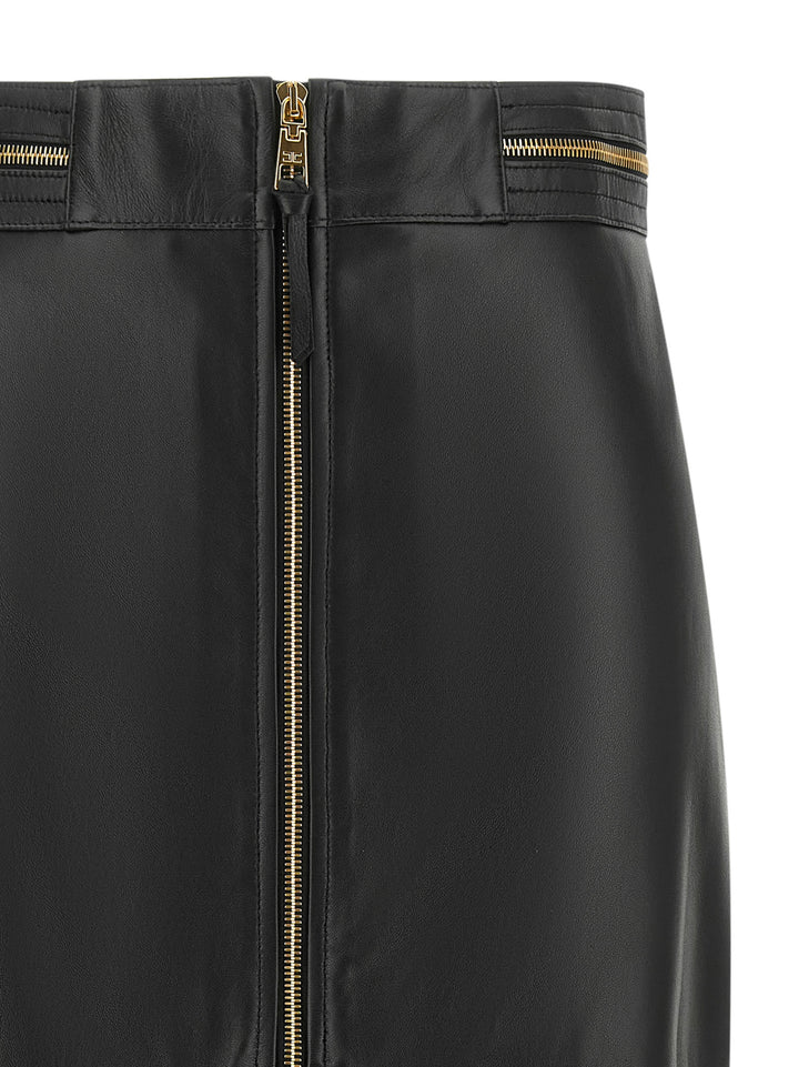 Elisabetta Franchi Leather Skirt Skirts - Black | efe3fe1faf831a31a4f4600eccd48ee6a5f3b67b