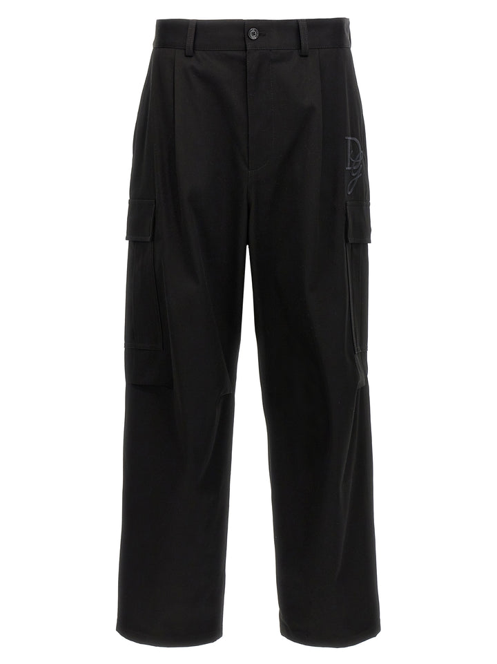 Logo Embroidery Pants Black