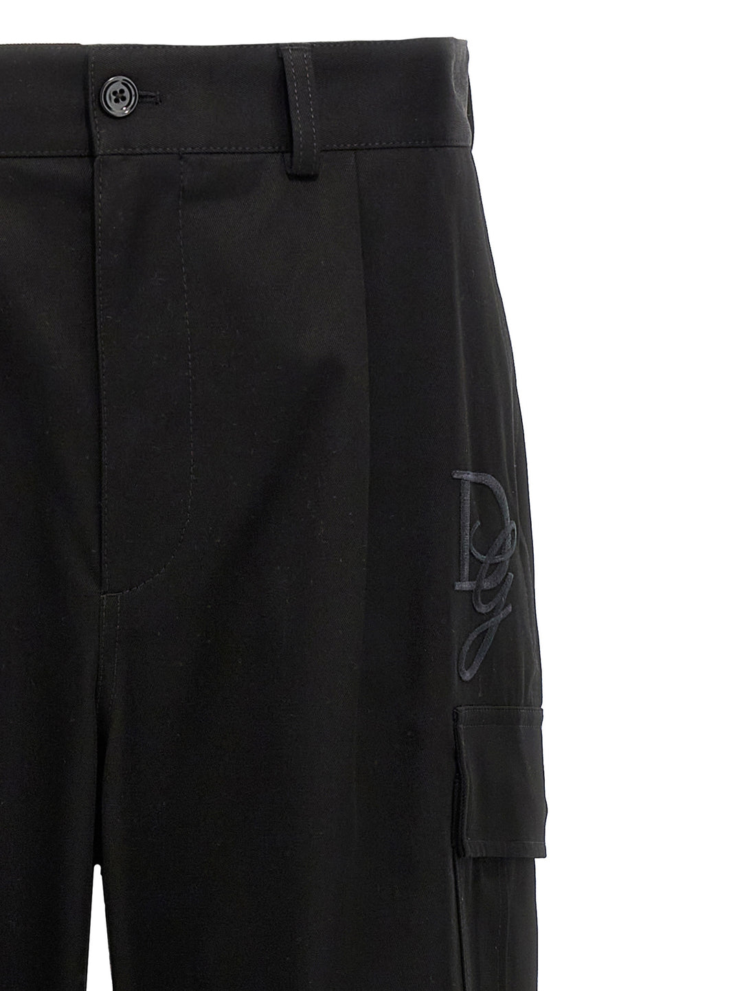 Logo Embroidery Pants Black