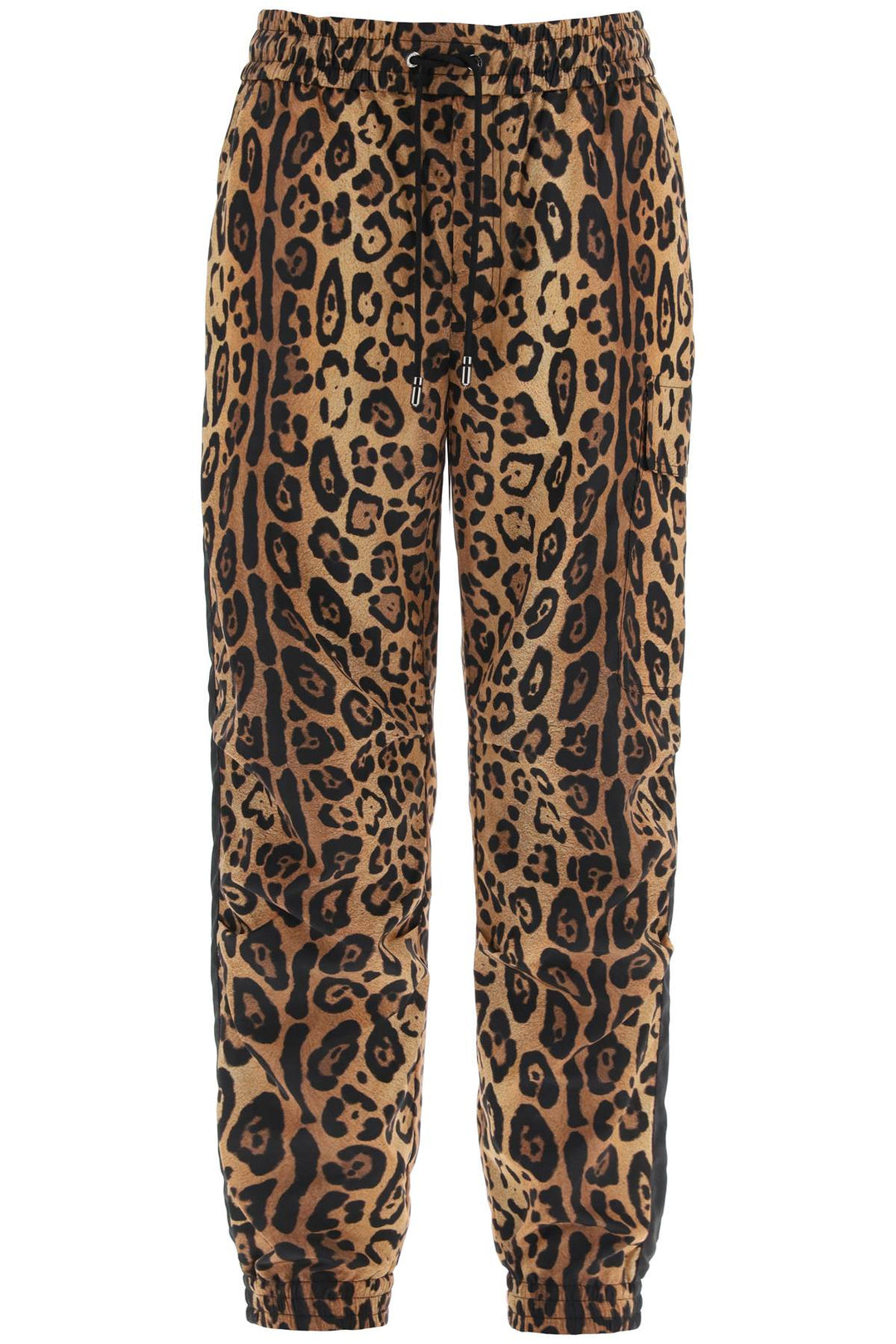 Pantaloni Jogger In Nylon Stampa Leopardo