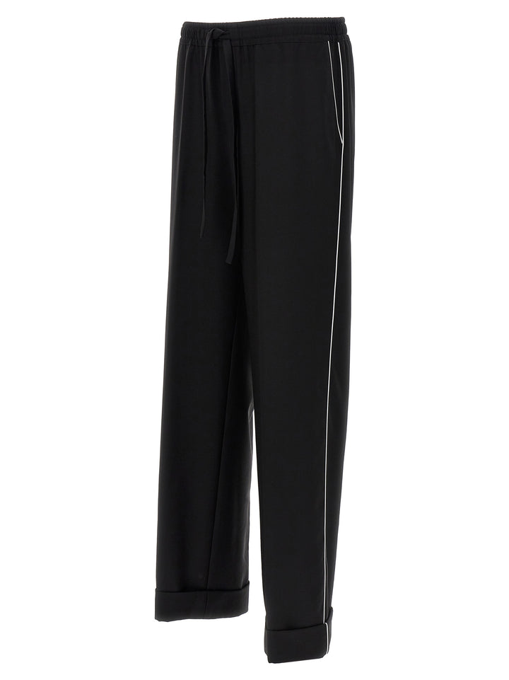 Contrast Piping Pants Black