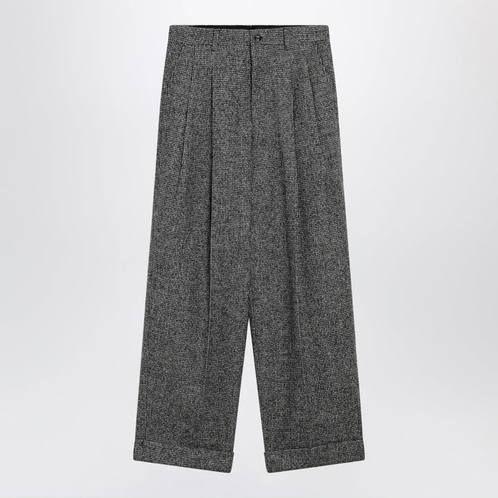 Dolce & Gabbana Grey Trousers In A Wool Blend With Dots