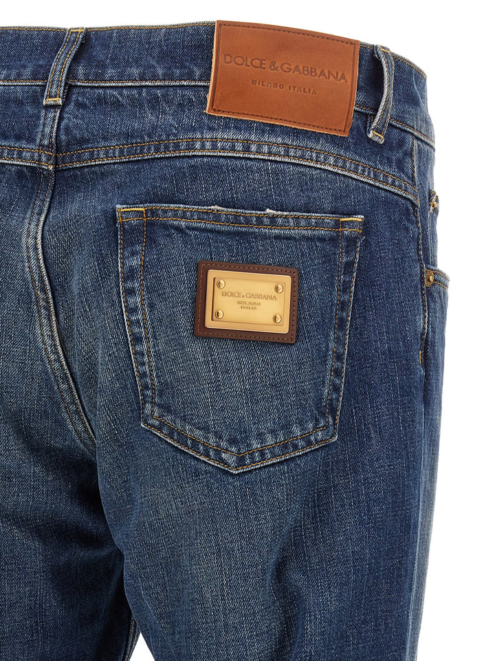 Dolce & Gabbana Logo Plaque Jeans - Blue | 7fbe056b5dd2abf4827e8724e100ac1ef21548cf