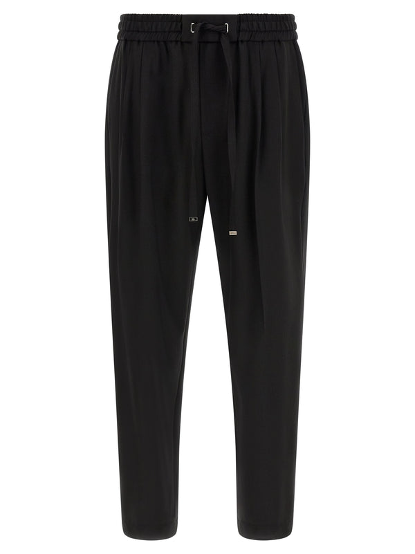 Wool Gabardine Joggers Pants Black
