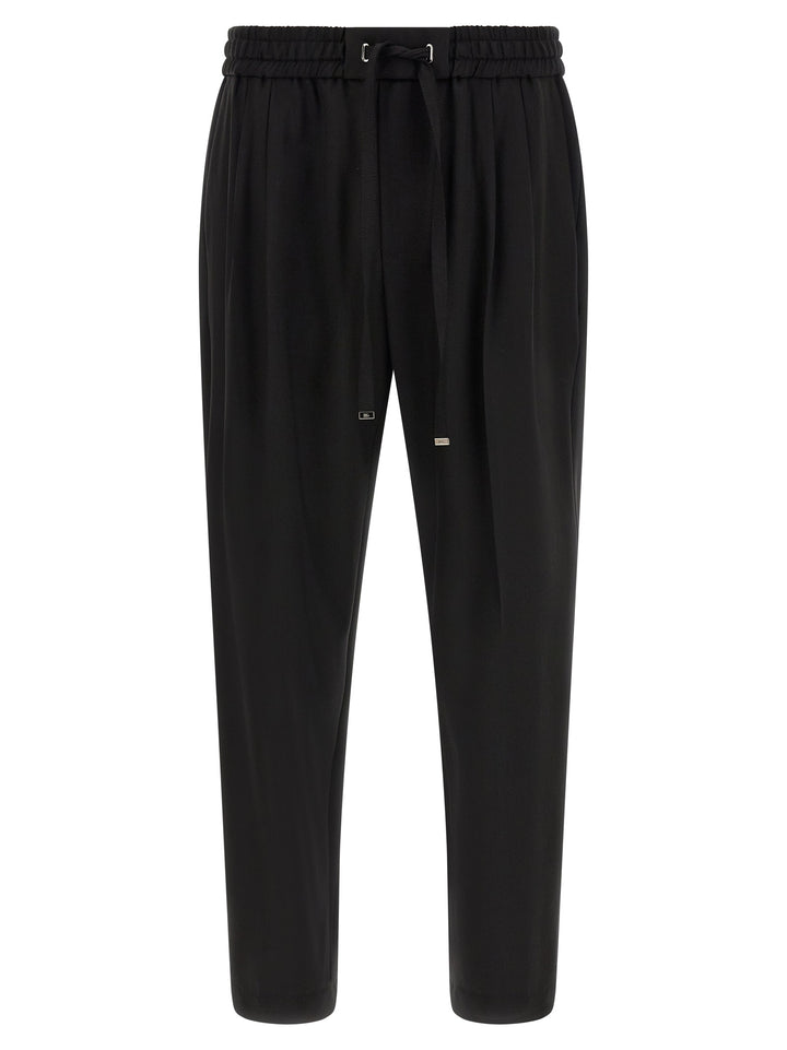 Dolce & Gabbana Wool Gabardine Joggers Pants - Black | 33ffed174e63183224eb8479a0ba90f1883e4af9