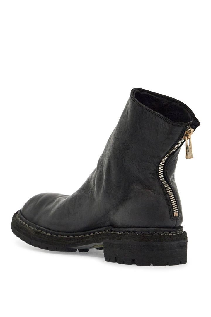 Black Horse Leather High Zip Boots