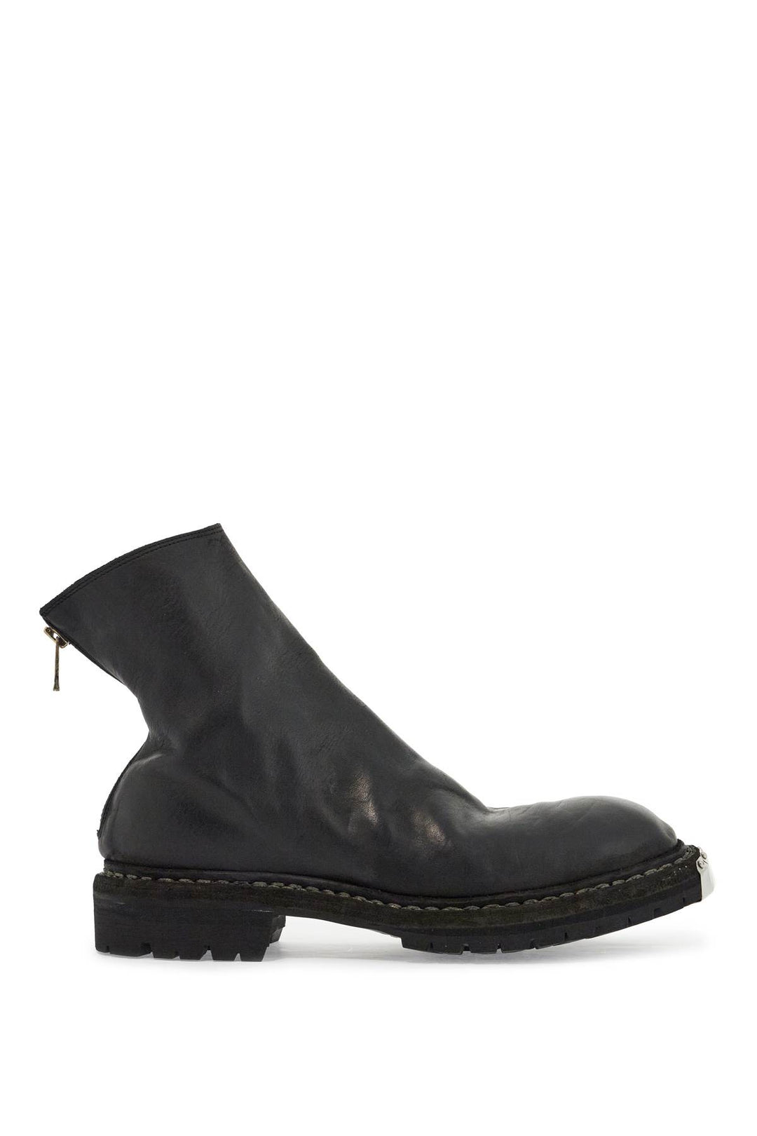 Black Horse Leather High Zip Boots