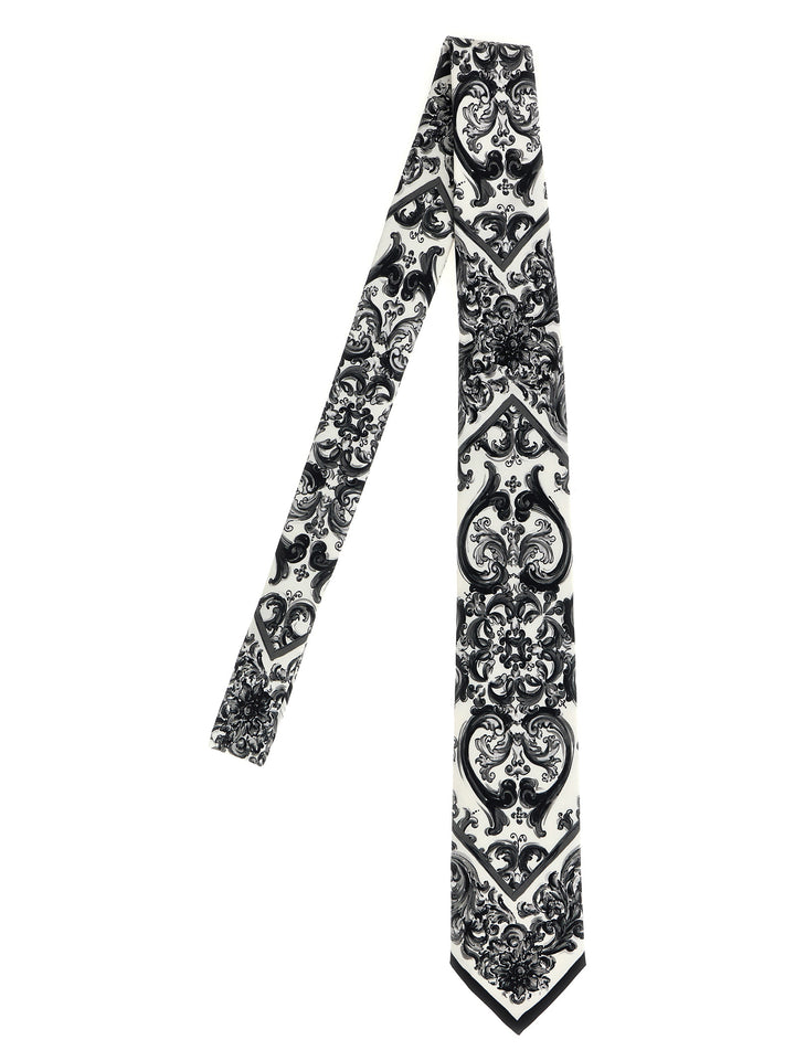 Dolce & Gabbana Maiolica Ties and Papillon - White/Black | fca137bcb519151f1602a1af48329b5969c20bee