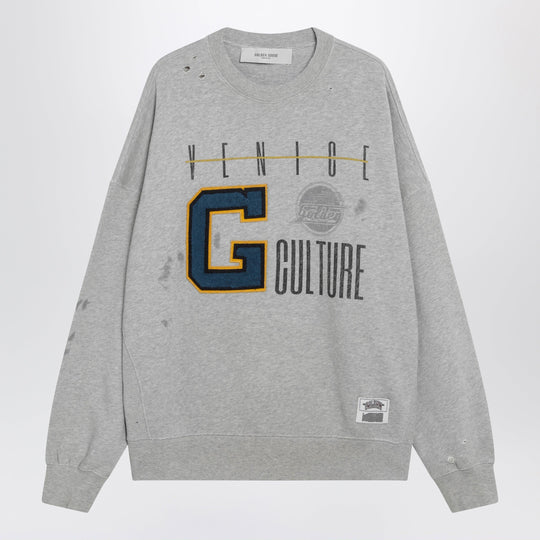 Grey Sweatshirt With College Logo Graphic