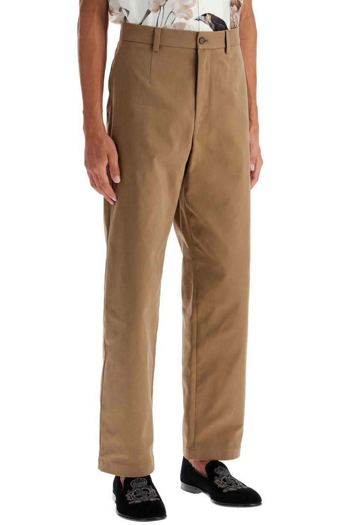 Pantaloni Dritti In Cotone Stretch