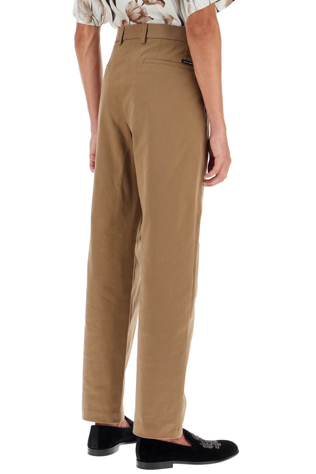 Pantaloni Dritti In Cotone Stretch