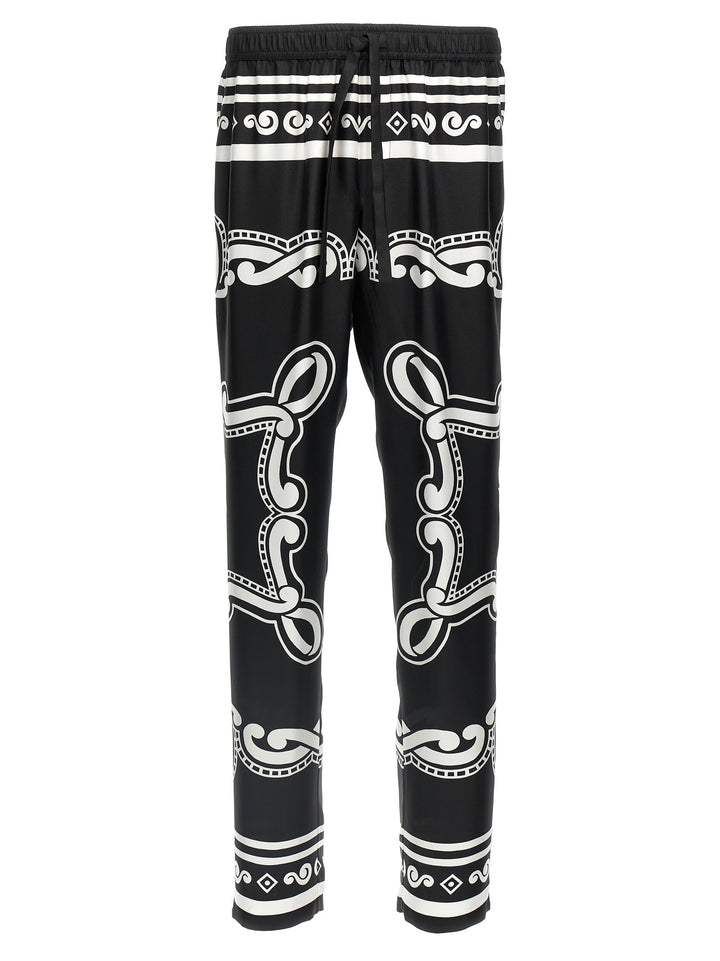 Silk Pants White/Black