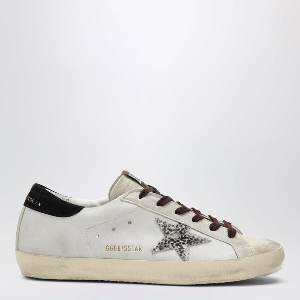 Golden Goose Super-Star Sneakers In White With Animal-Print Star