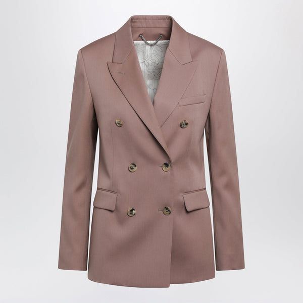 Double-Breasted Bronze Pink Virgin Wool Blazer