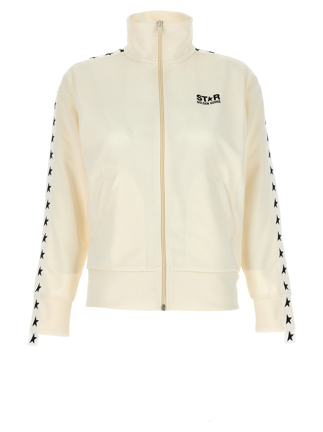 Golden Goose Zipped Track Sweatshirt - White/Black | efdafa40b3d052d0b40b76ea47254ace61f13e86
