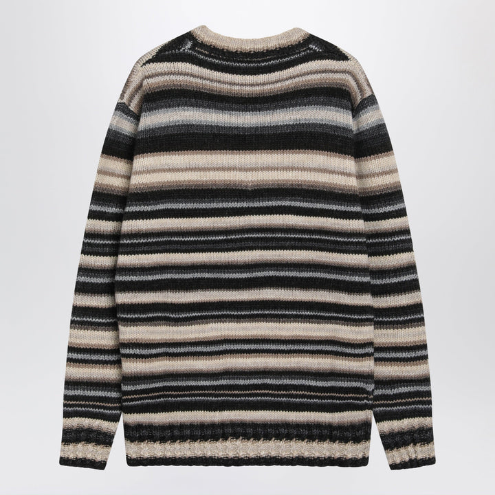 Dolce & Gabbana Brown/Beige Striped Sweater In Wool Blend