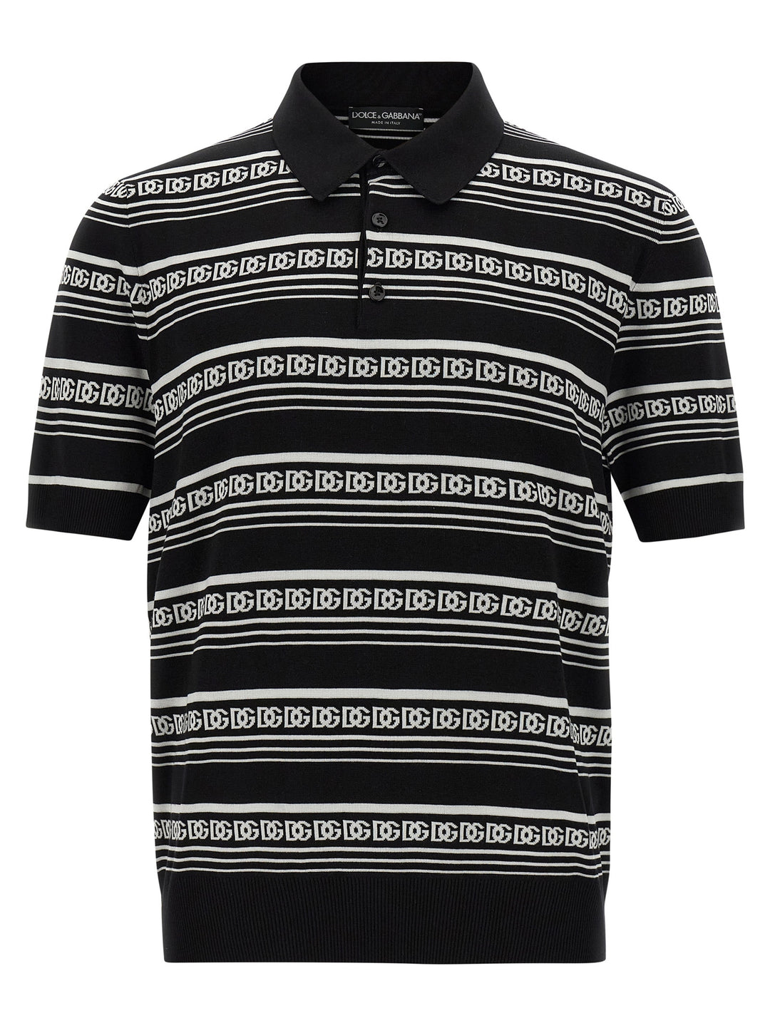 Dolce & Gabbana Knitted  Shirt Polo - White/Black | d874dac37e9cd7e78943a12ce4e96b9a605025b4