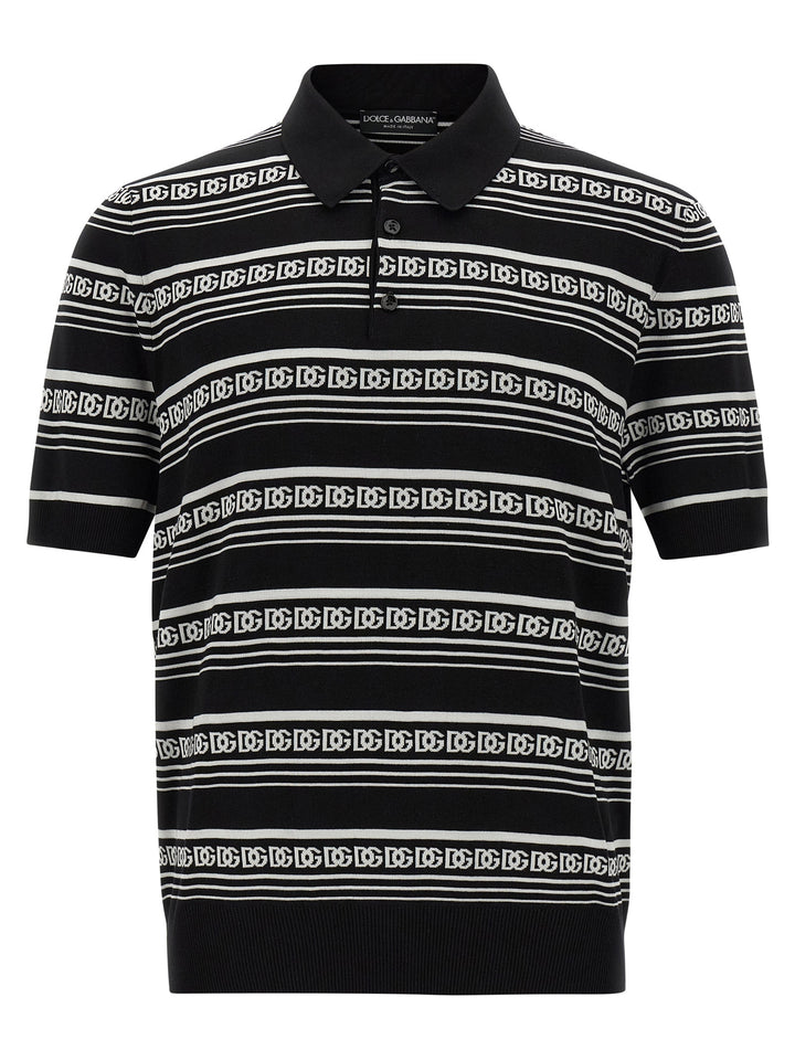 Dolce & Gabbana Knitted  Shirt Polo - White/Black | d874dac37e9cd7e78943a12ce4e96b9a605025b4