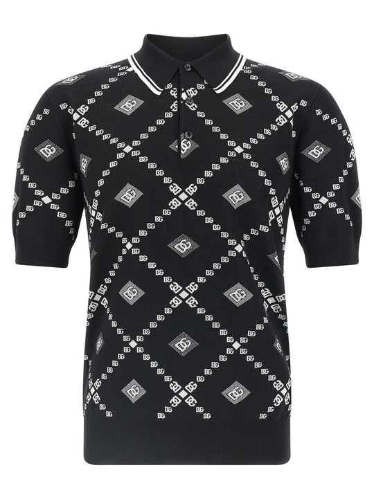 Knitted Shirt Polo White/Black