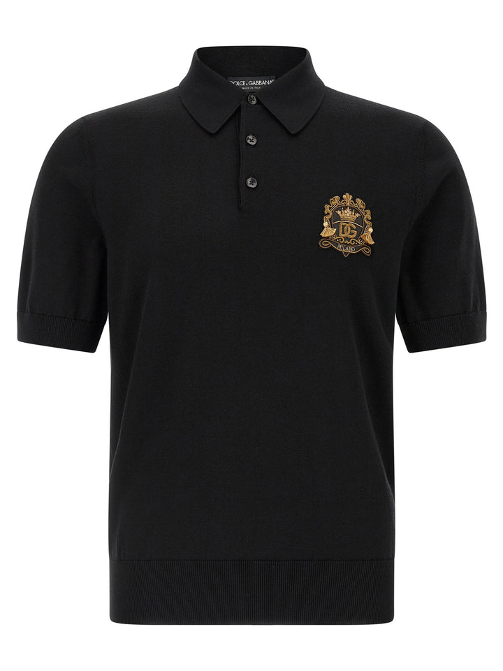 Dolce & Gabbana Heraldic Patch  Shirt Polo - Black | f59a513d053e2405e79be3fd61648d7886af3875