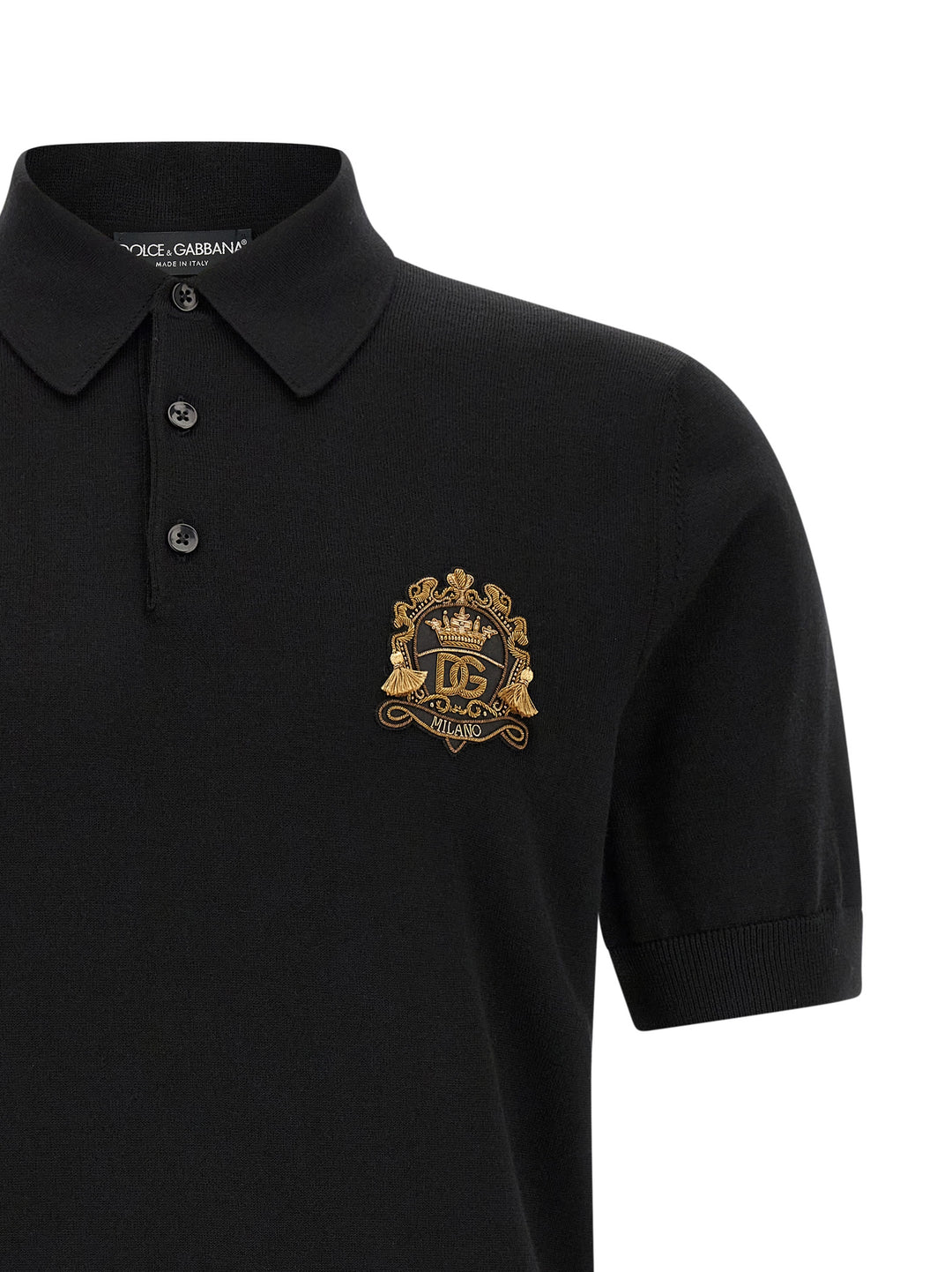Dolce & Gabbana Heraldic Patch  Shirt Polo - Black | b947496459fe262fa1355c5250b1b2ac0a1a4ca8