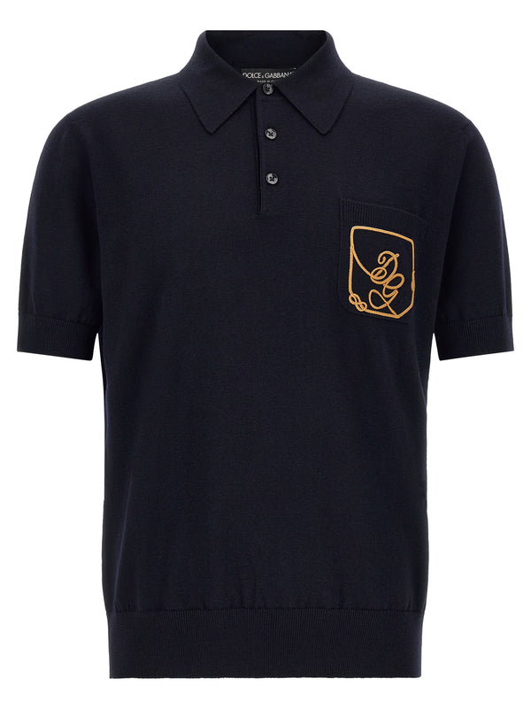 Logo Embroidery Shirt Polo Blue