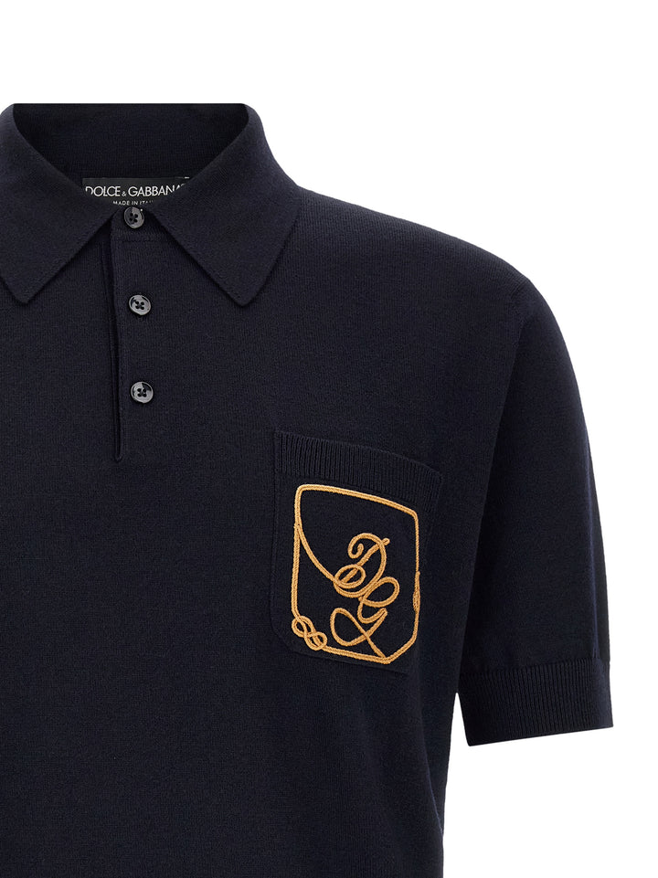 Dolce & Gabbana Logo Embroidery  Shirt Polo - Blue | 80f32faed7583d365491d8cfcc58db95c60d5219