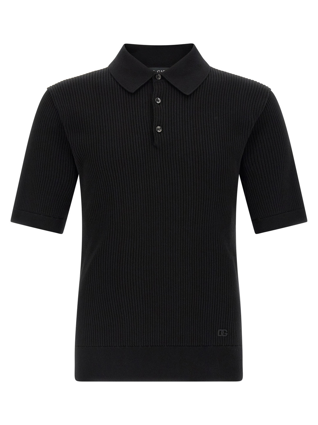 Dolce & Gabbana Micro-Ribbed  Shirt Polo - Black | b03c967b0e189ee2a17769ab62f8dc032b814cf6