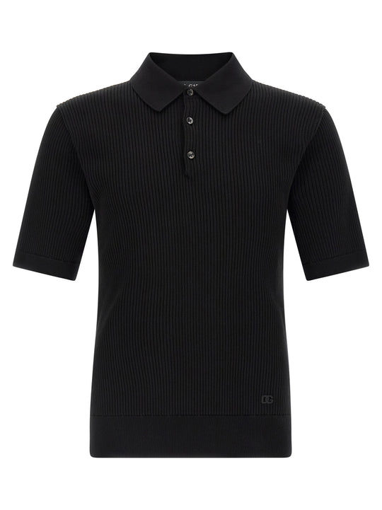 Micro-Ribbed Shirt Polo Black