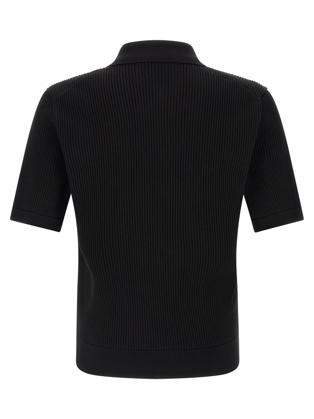 Dolce & Gabbana Micro-Ribbed  Shirt Polo - Black | f300dd3da2d085695fdb8946d89c683c468ac6f2