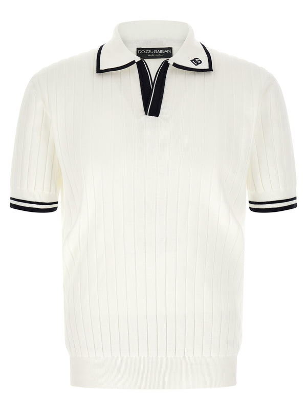 Flat Ribbed Shirt Polo White/Black