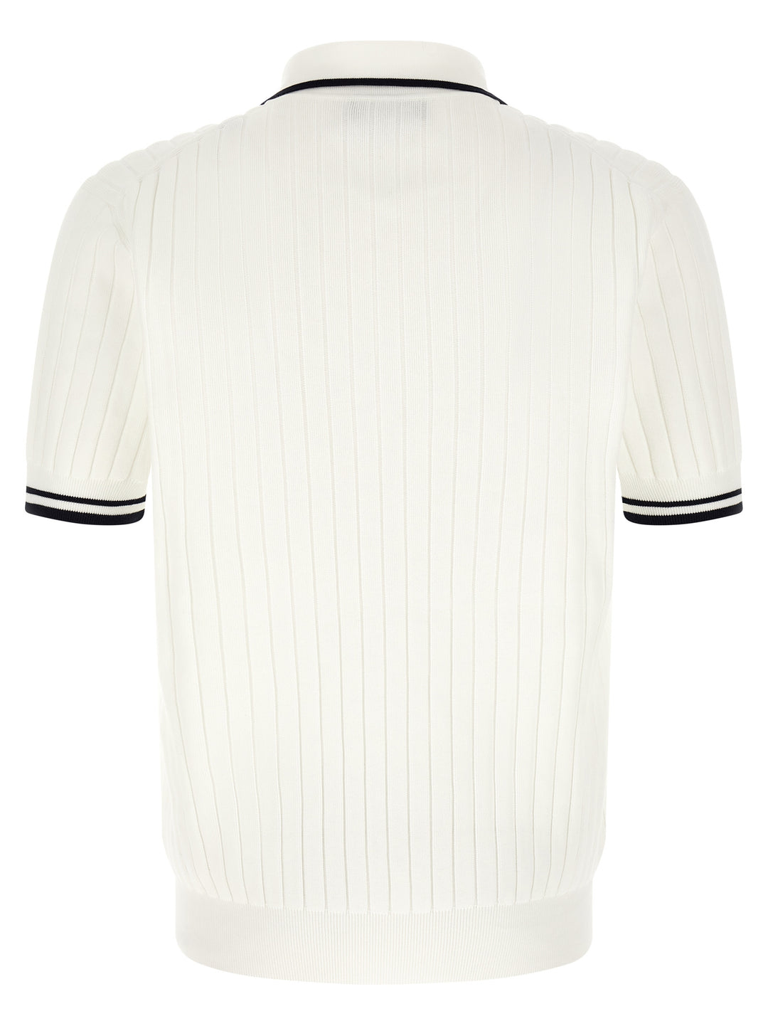 Dolce & Gabbana Flat Ribbed  Shirt Polo - White/Black | f1b3ef1db297cc3d93cf181b382103204b9d1daa