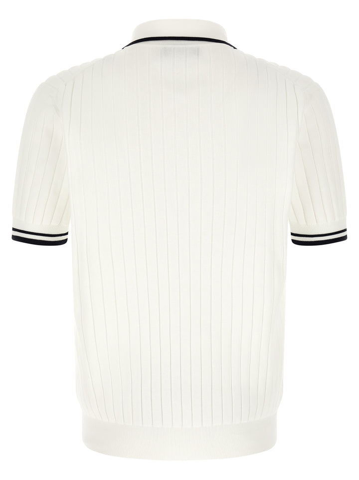 Dolce & Gabbana Flat Ribbed  Shirt Polo - White/Black | f1b3ef1db297cc3d93cf181b382103204b9d1daa