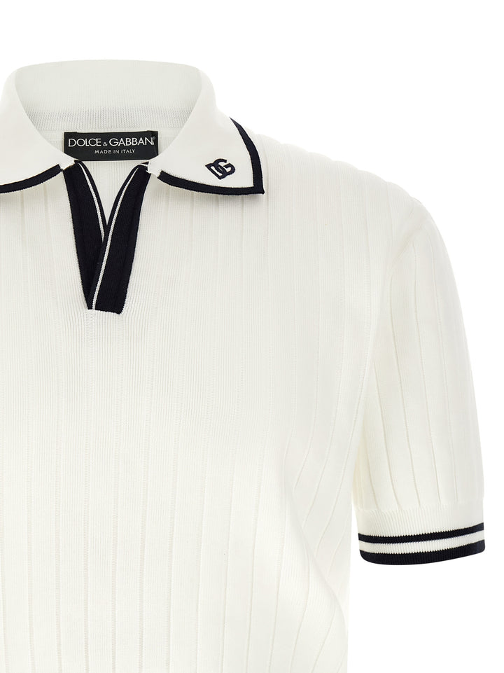 Dolce & Gabbana Flat Ribbed  Shirt Polo - White/Black | 42fdb432eb4cd7b4512100745fc374b4628947f6