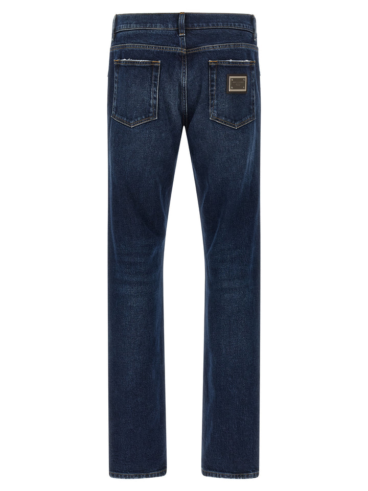 Dolce & Gabbana Logo Plaque Jeans - Blue | 15e34a24bb279a7d5b13656cb5b9c05482ddcacc