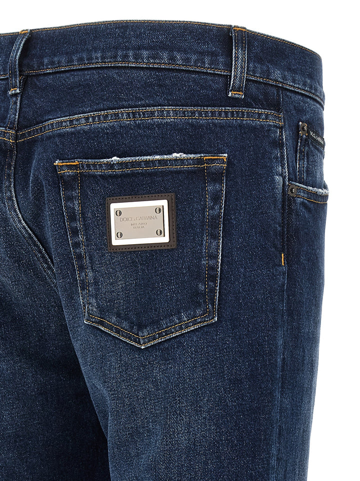 Dolce & Gabbana Logo Plaque Jeans - Blue | cdb6ea68ef1662515ac49c03c4a56e350ce956f6