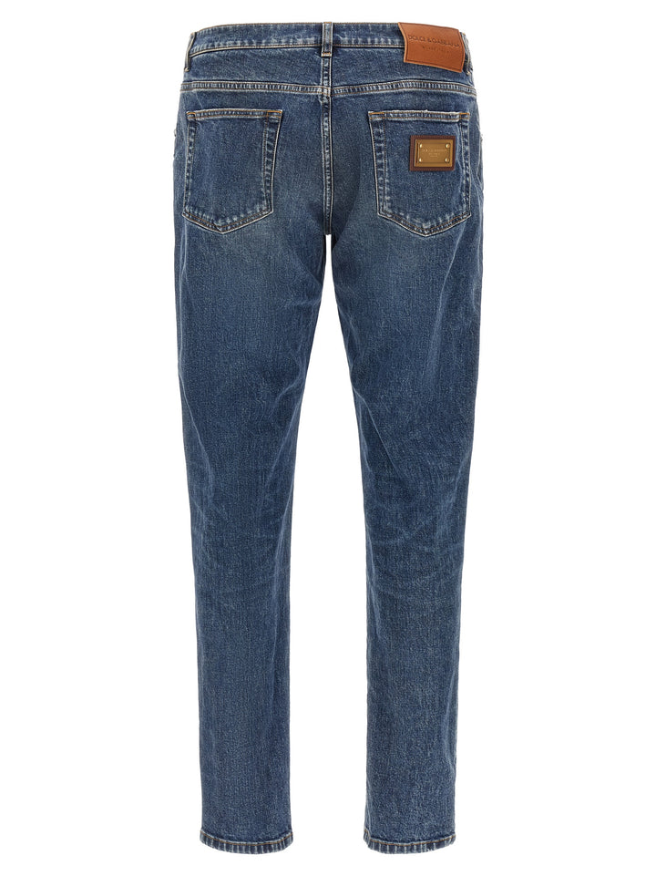 Dolce & Gabbana Logo Plaque Jeans - Blue | 561ed2d37fb7b5959517f0bb5ba931f9406dd38c