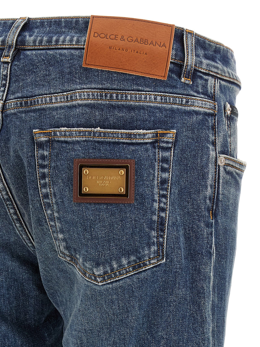 Dolce & Gabbana Logo Plaque Jeans - Blue | f8f8482e7ee7a5b52245edd49e438bf9befadb8b
