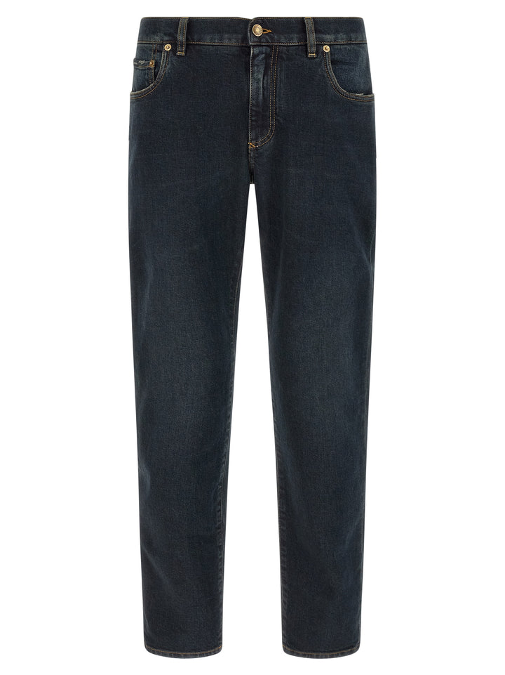 Dolce & Gabbana Logo Plaque Jeans - Blue | 6eafd3e29bbaecd9aa21569bf64db12966078d57